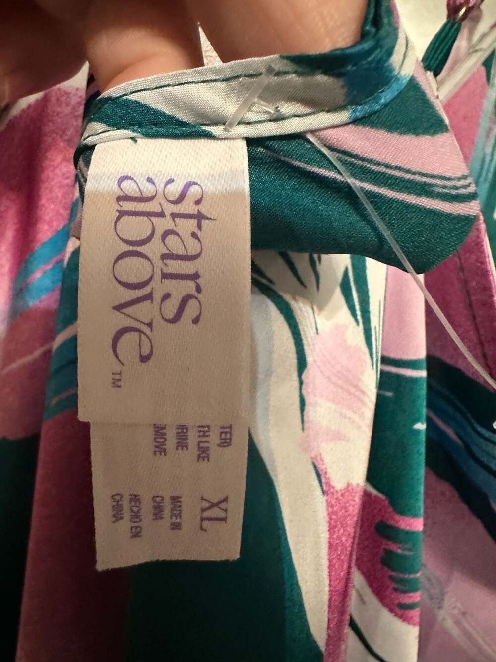 Stars Above Teal Floral V-Neck Slip Dress Nightgown XL - Picture 5 of 6